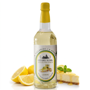 recreate the promo with the original syrup bottle label, logo, and text visible on the bottle.